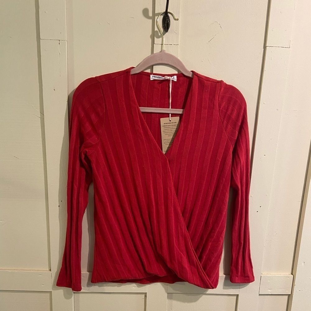 Project Social T red wrap front top size x-small